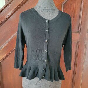 7th Avenue New York Black Peplum Cardigan Sweater S